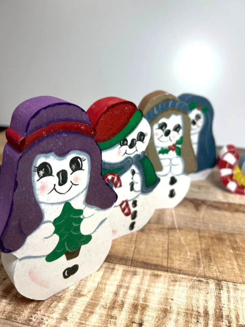 Nativity Scene Hand-Painted Wooden Snowman Figures Holiday Décor Set - 7 Pieces